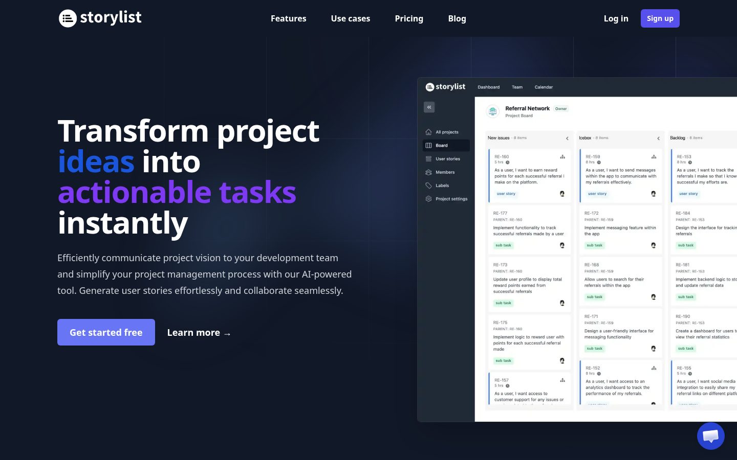 Storylist Homepage