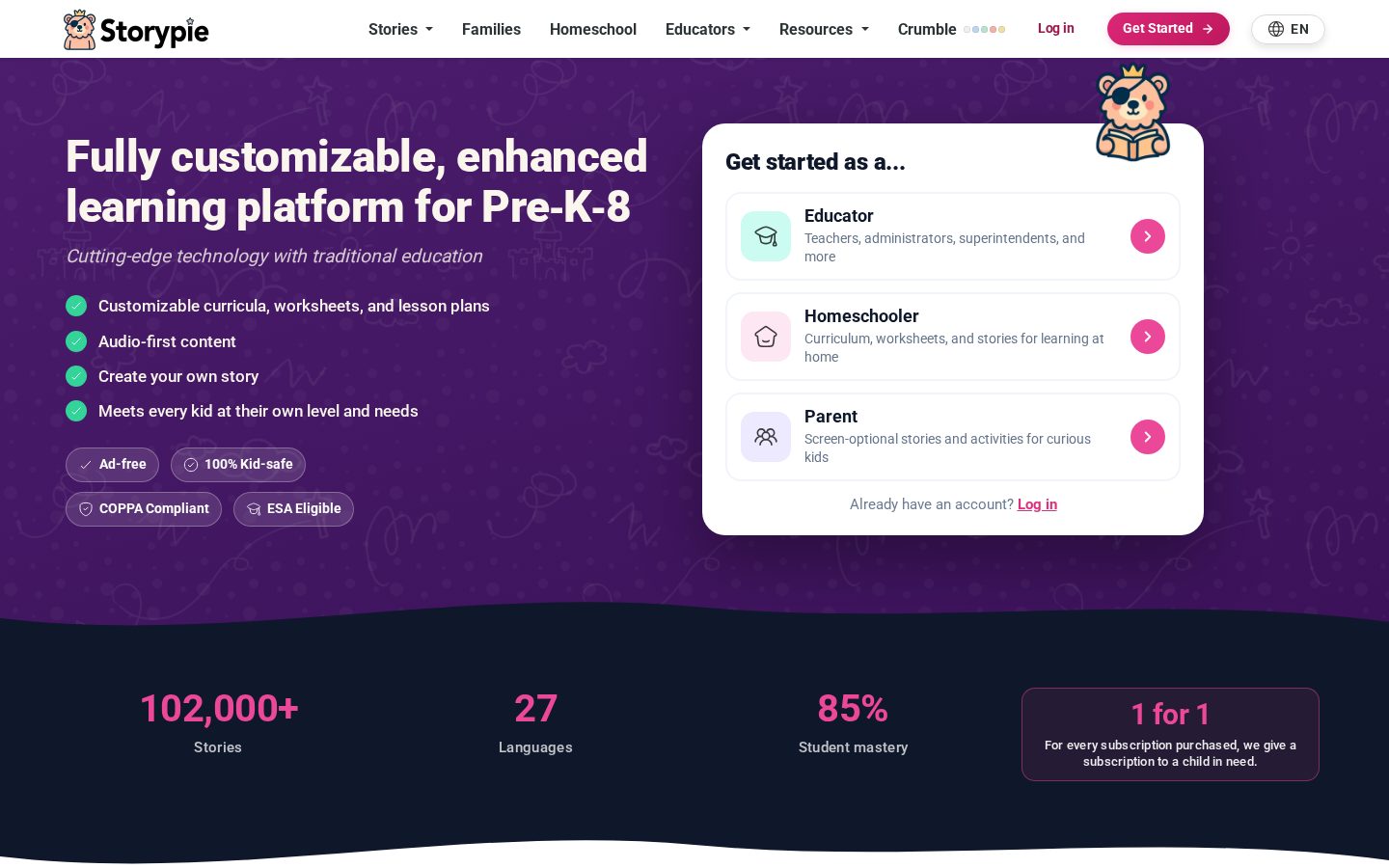 Storypie Homepage