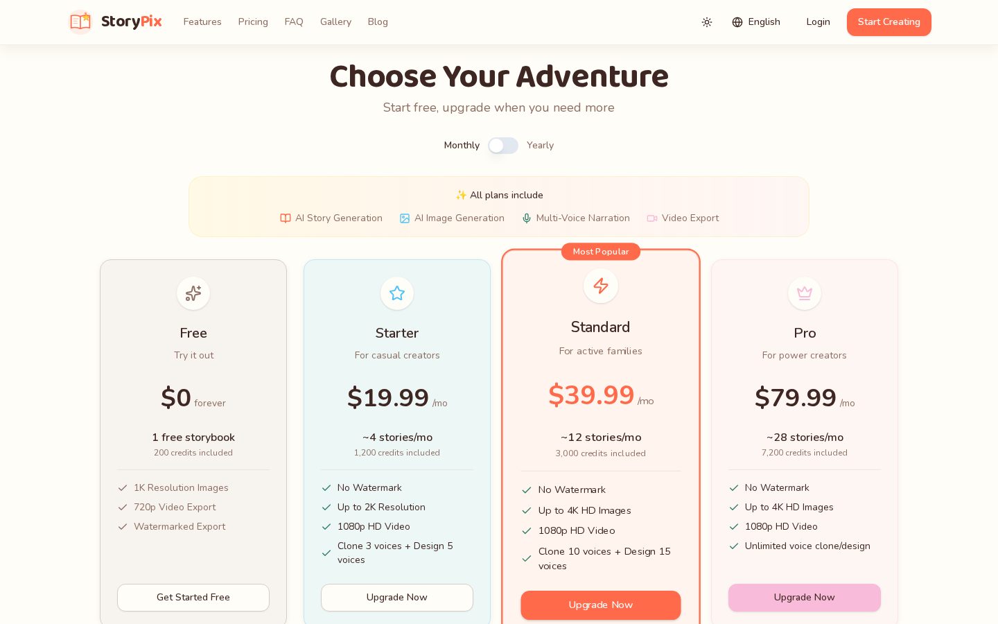 StoryPix Pricing