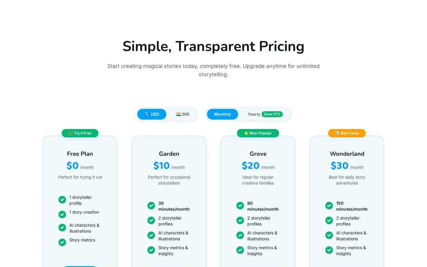 StorySeeds Pricing