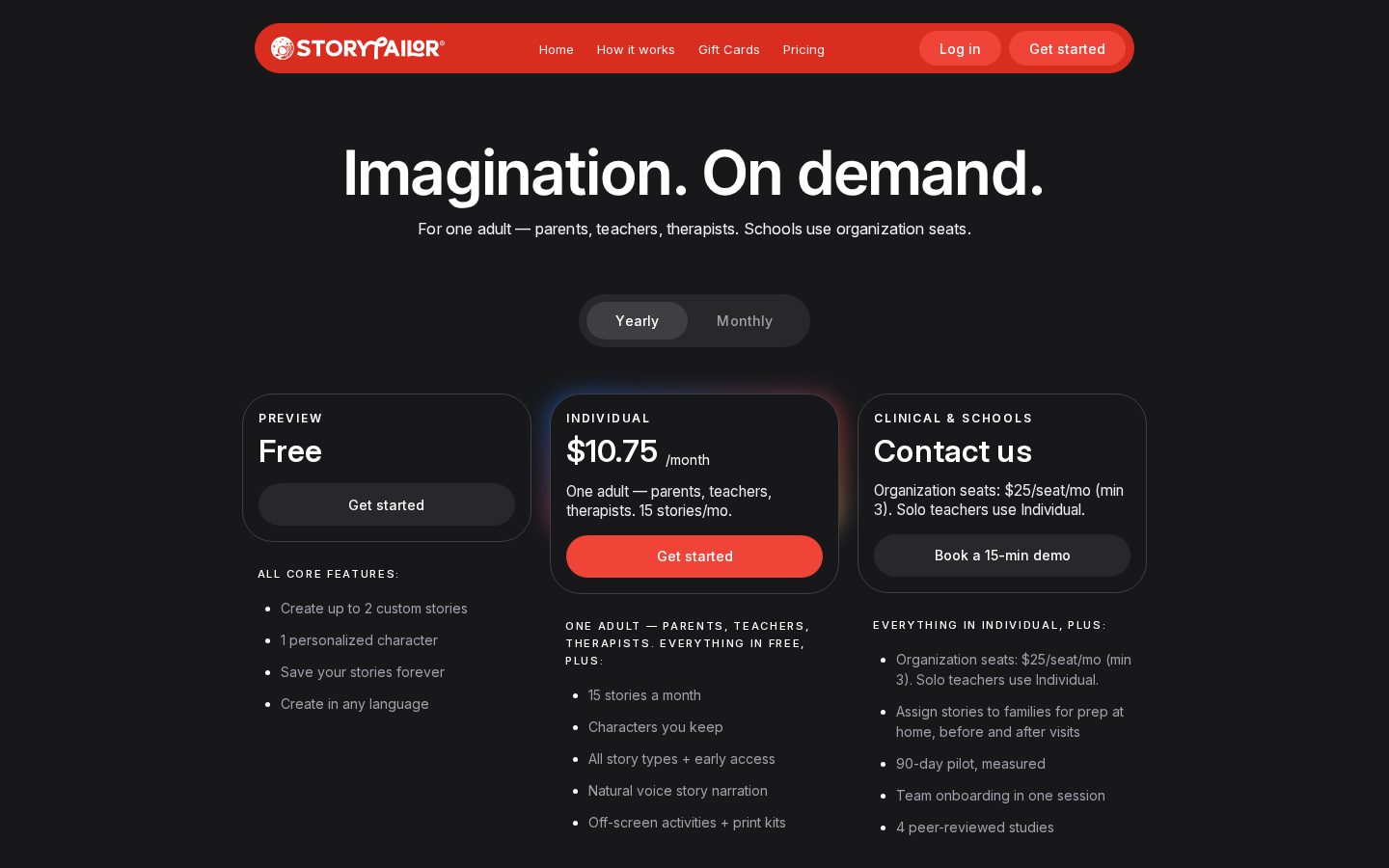 Storytailor Pricing
