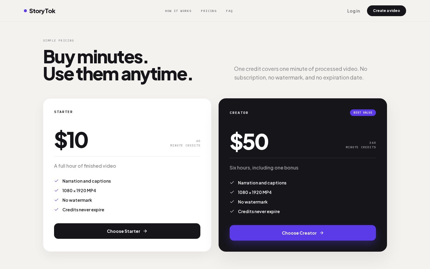 StoryTok Pricing