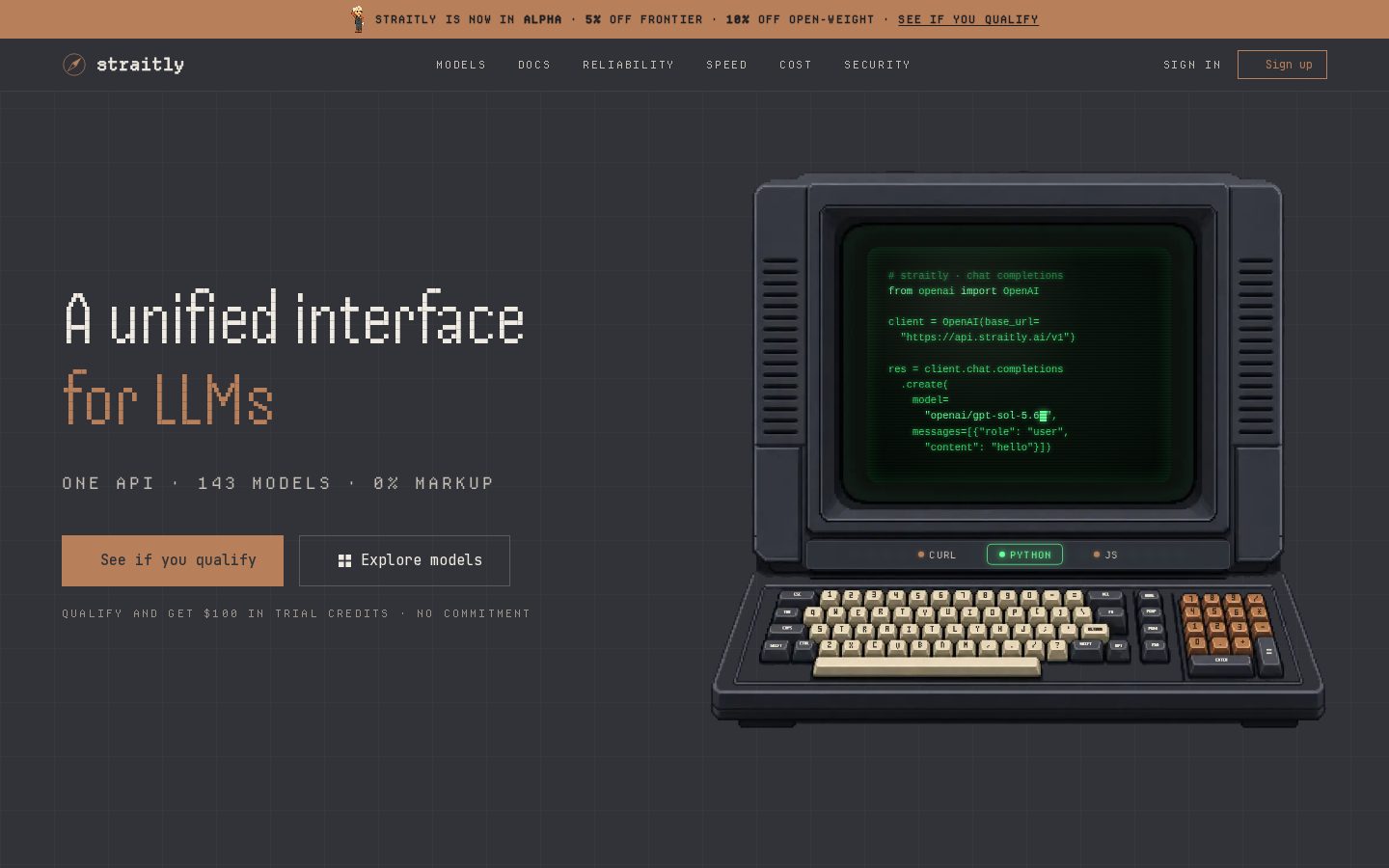 Straitly AI Homepage