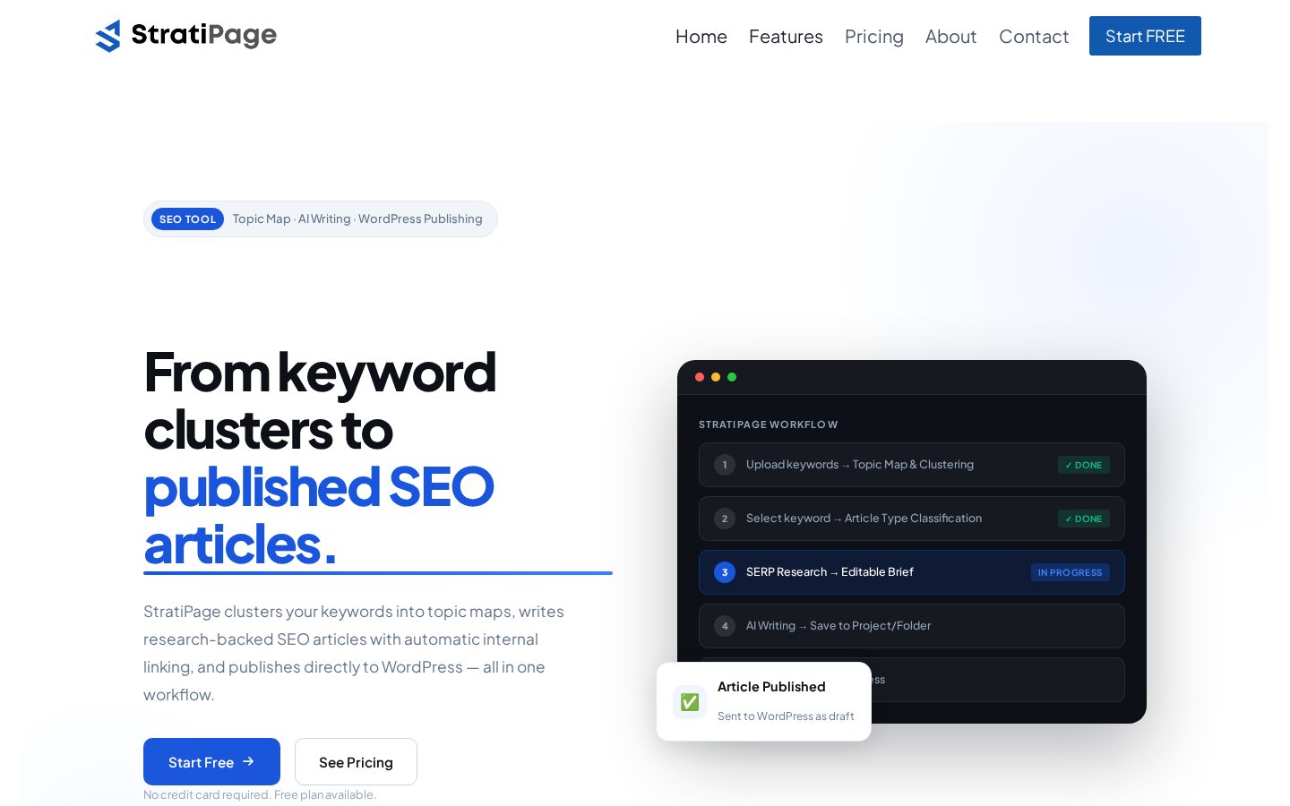 StratiPage Homepage
