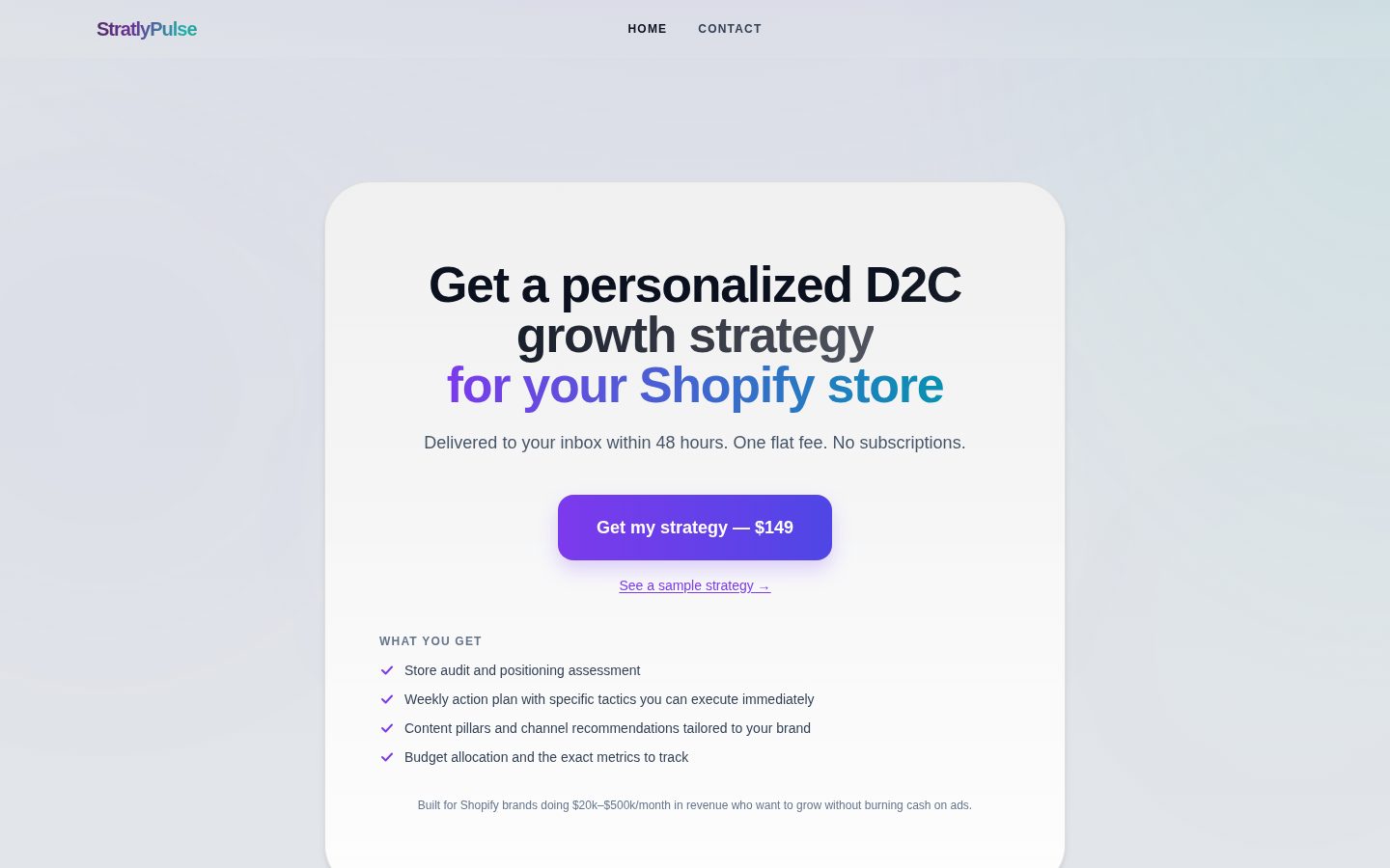 StratlyPulse Homepage