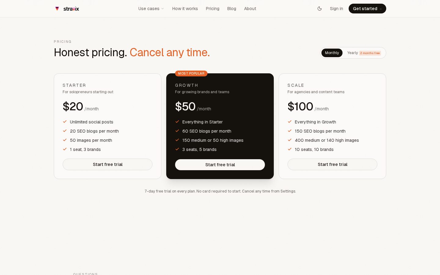 Stravix Pricing