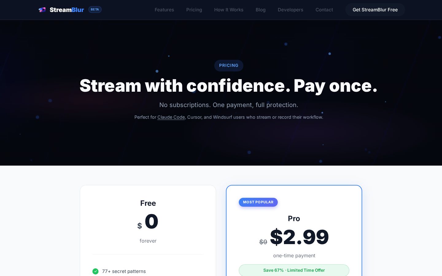 StreamBlur Pricing