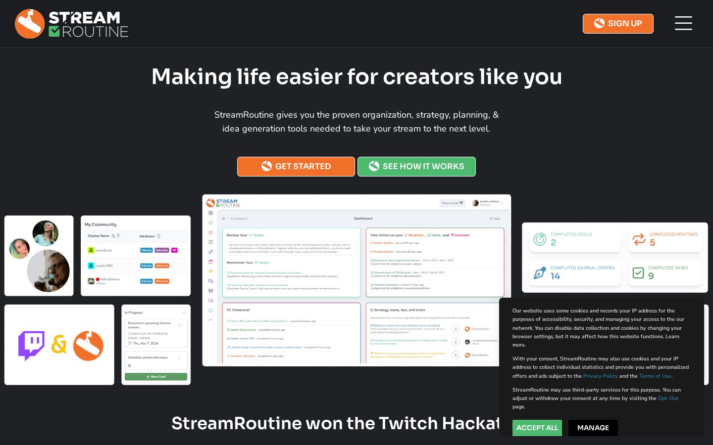 StreamRoutine Homepage
