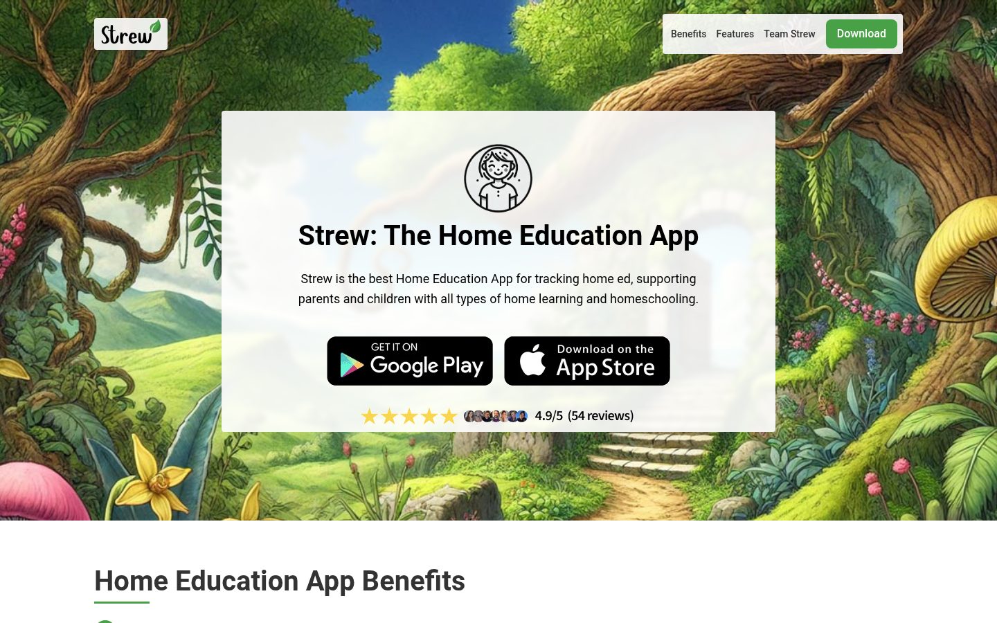 Strew Home Ed Tracking App Homepage
