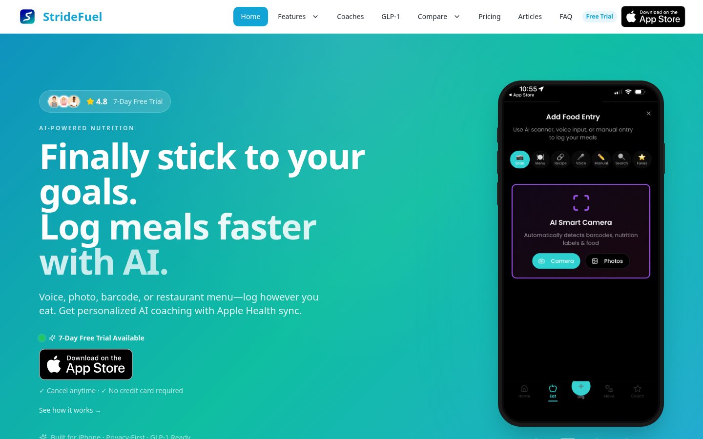 StrideFuel Homepage