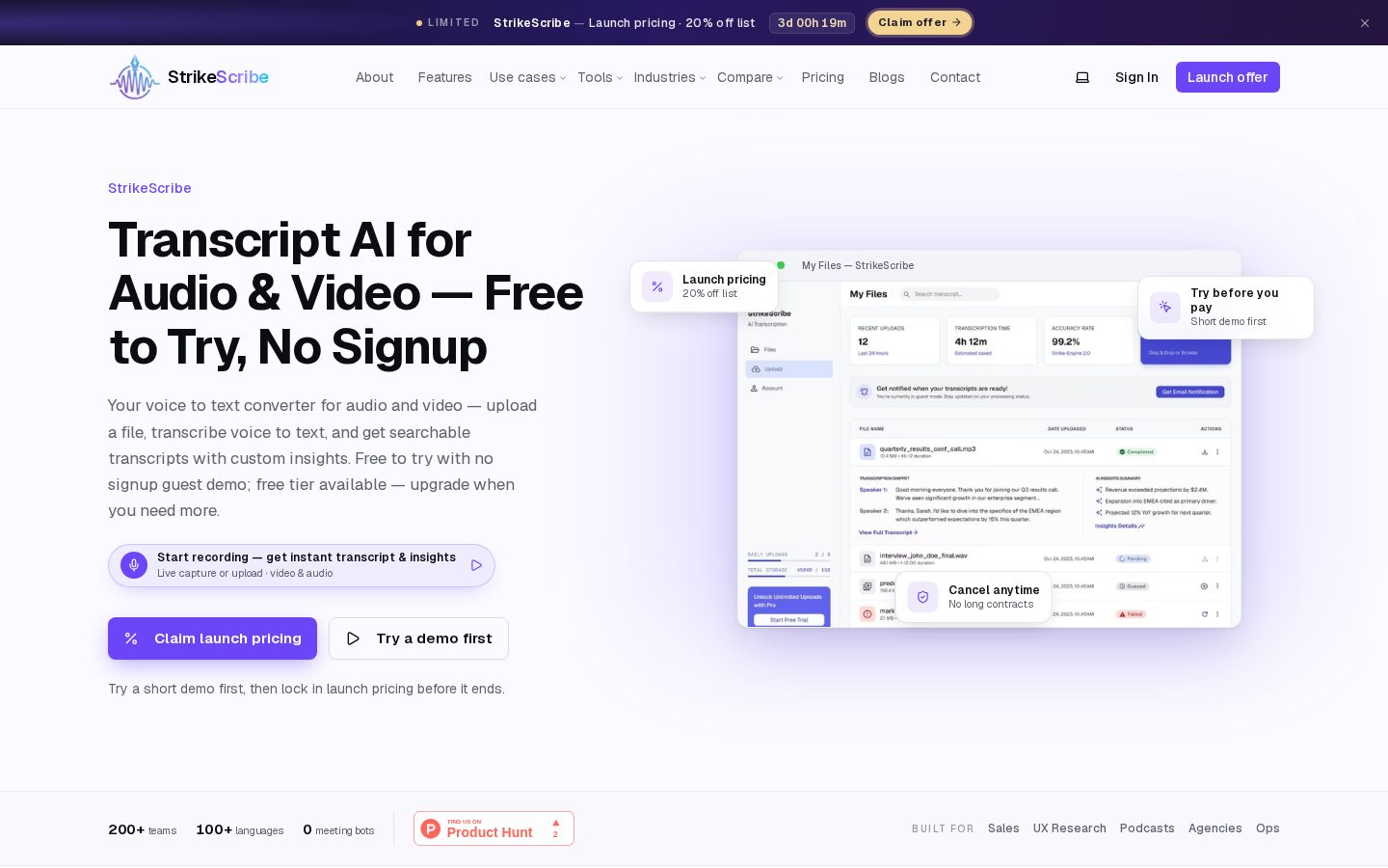 StrikeScribe Homepage