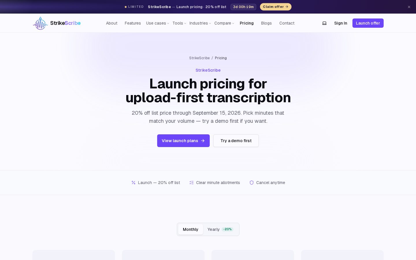 StrikeScribe Pricing