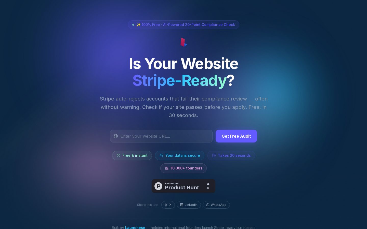 Stripe Compliance Checker Homepage