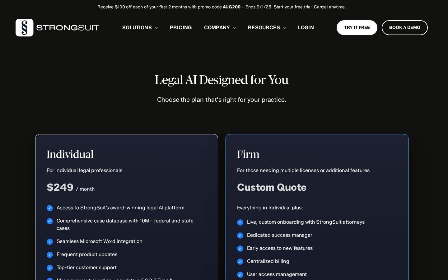 StrongSuit Pricing