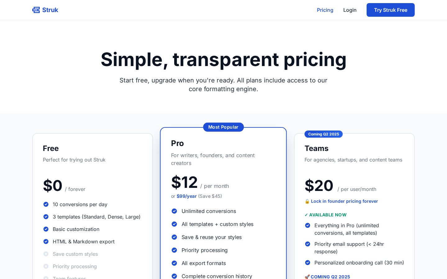 Struk Pricing