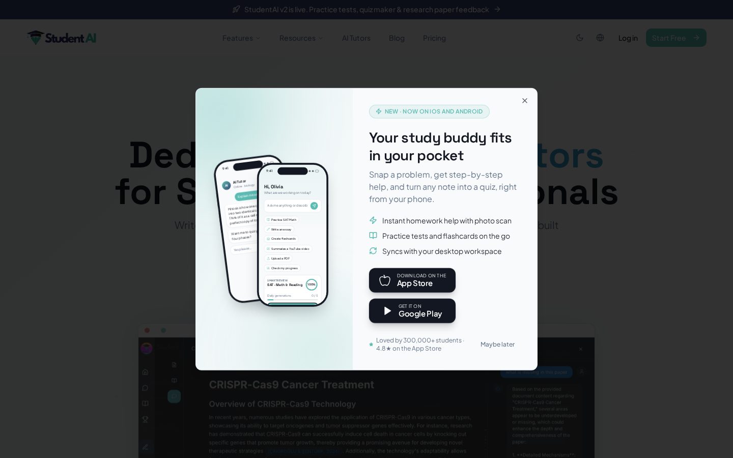 StudentAI Homepage