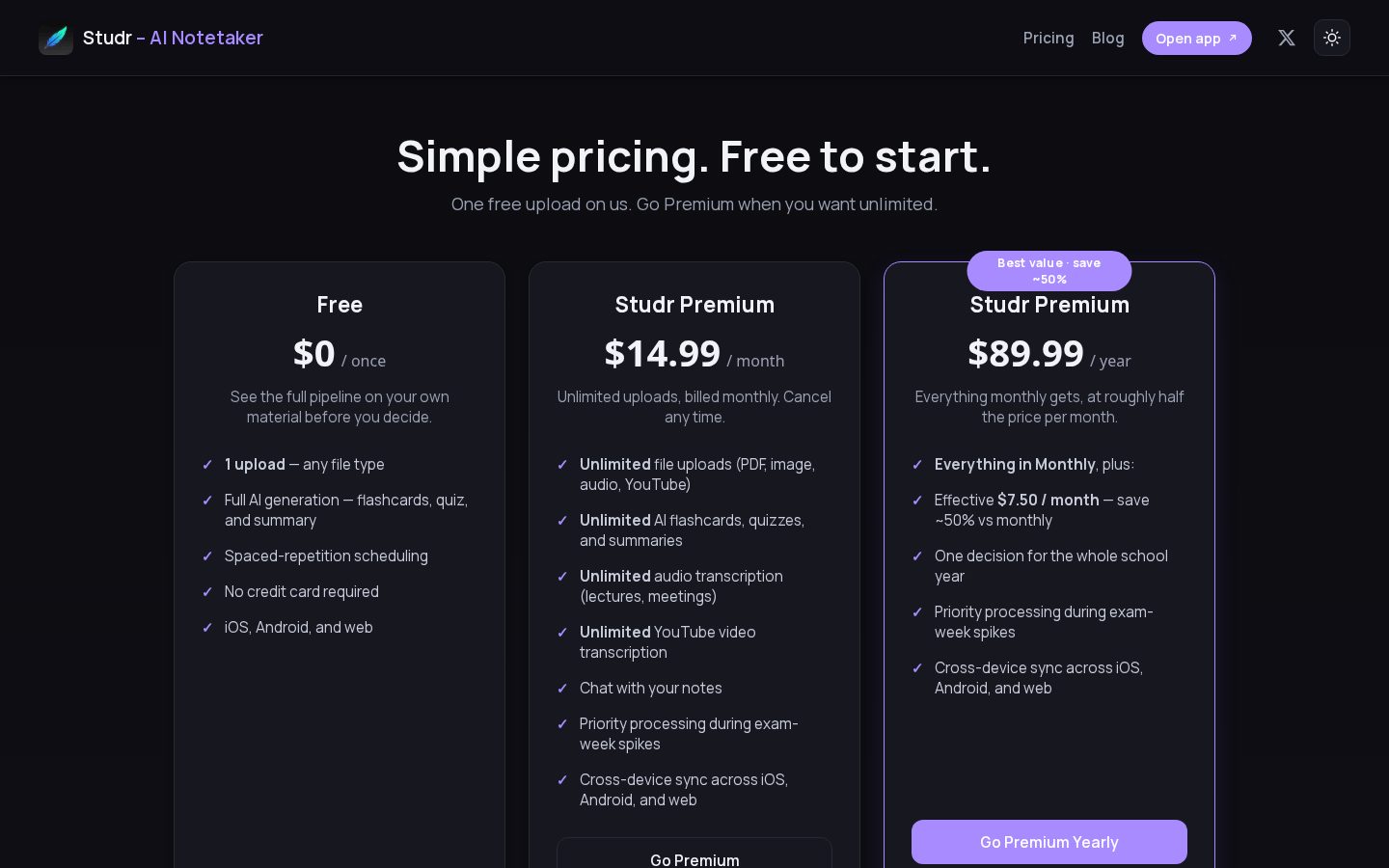 Studr Pricing