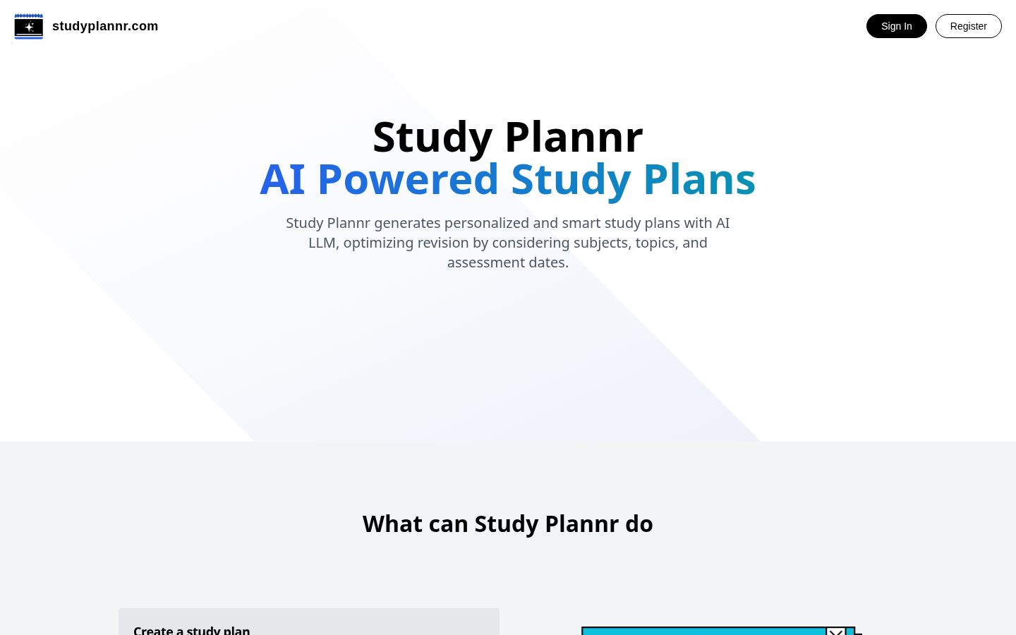 Study Plannr Homepage