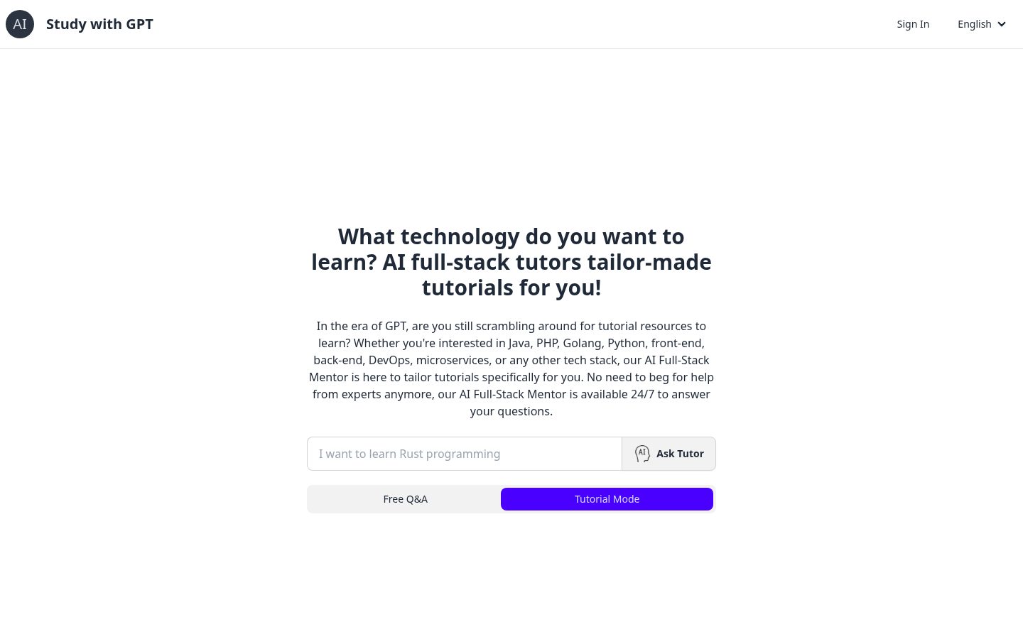 Study with GPT Homepage