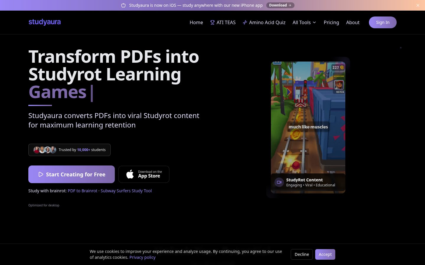 Studyaura.app Homepage