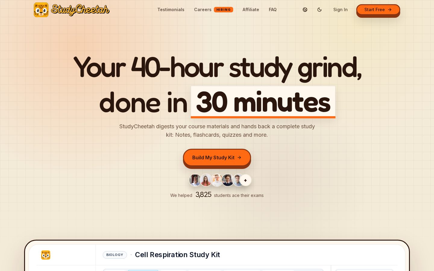 StudyCheetah Homepage