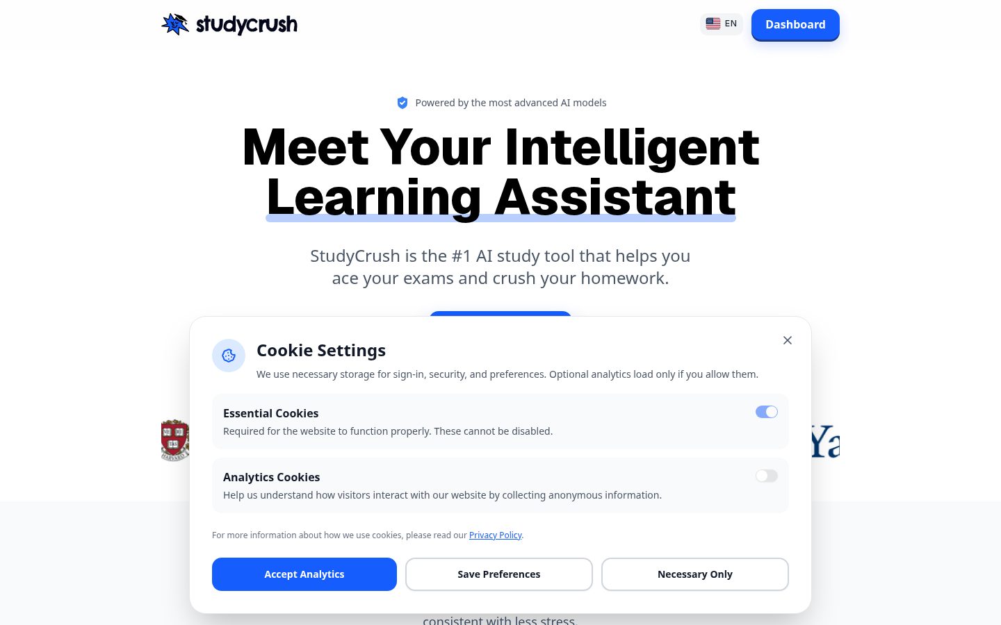 StudyCrush AI Homepage