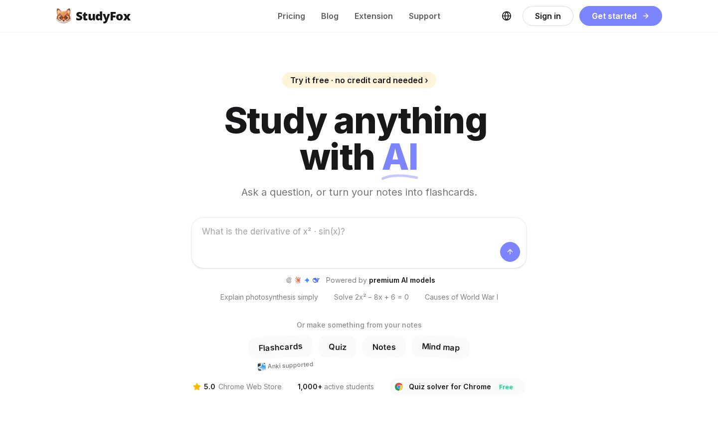 StudyFox Homepage