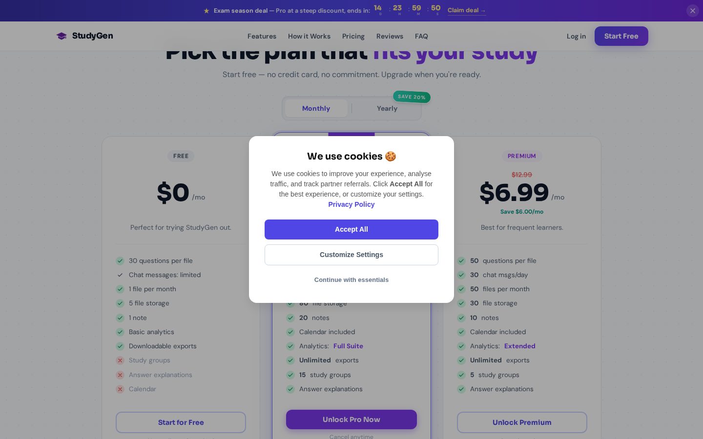 StudyGen Pricing