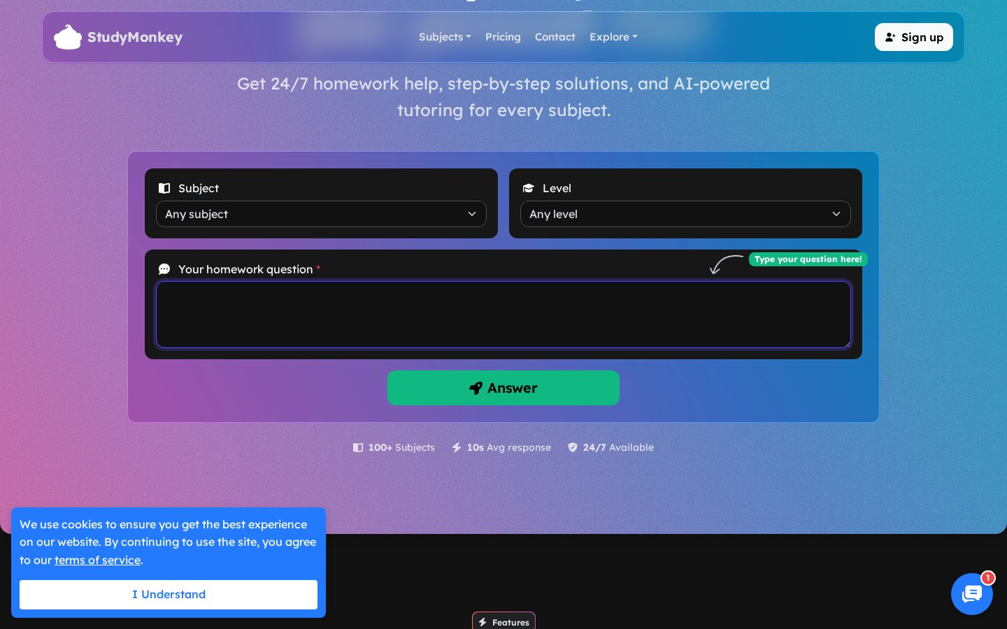 StudyMonkey Homepage