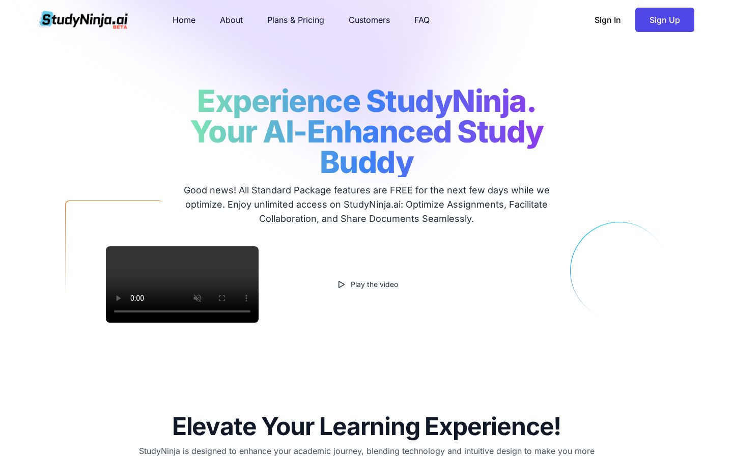 StudyNinja Homepage