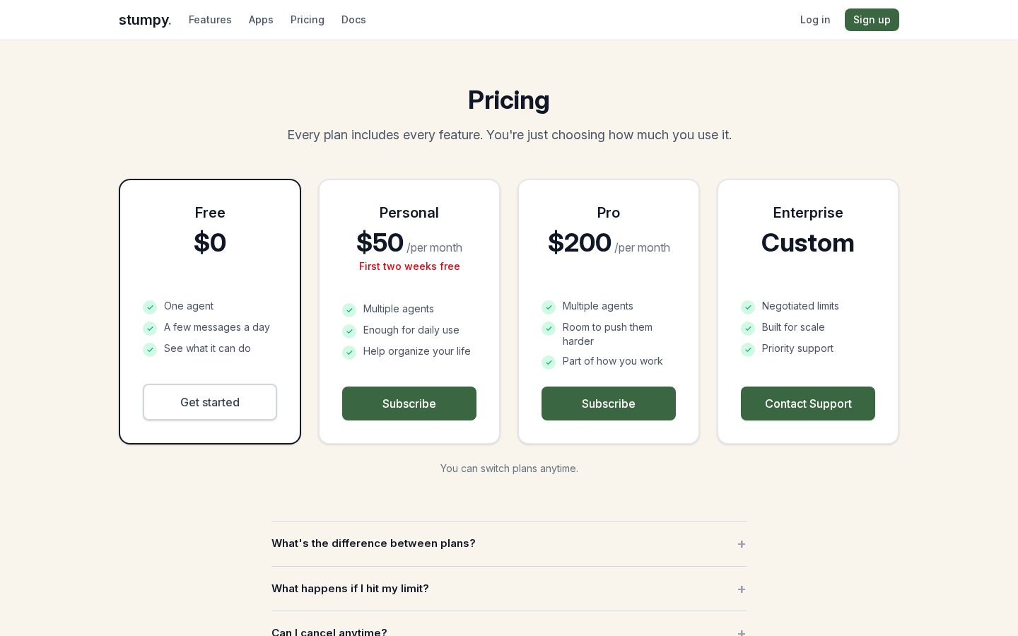 Stumpy Pricing