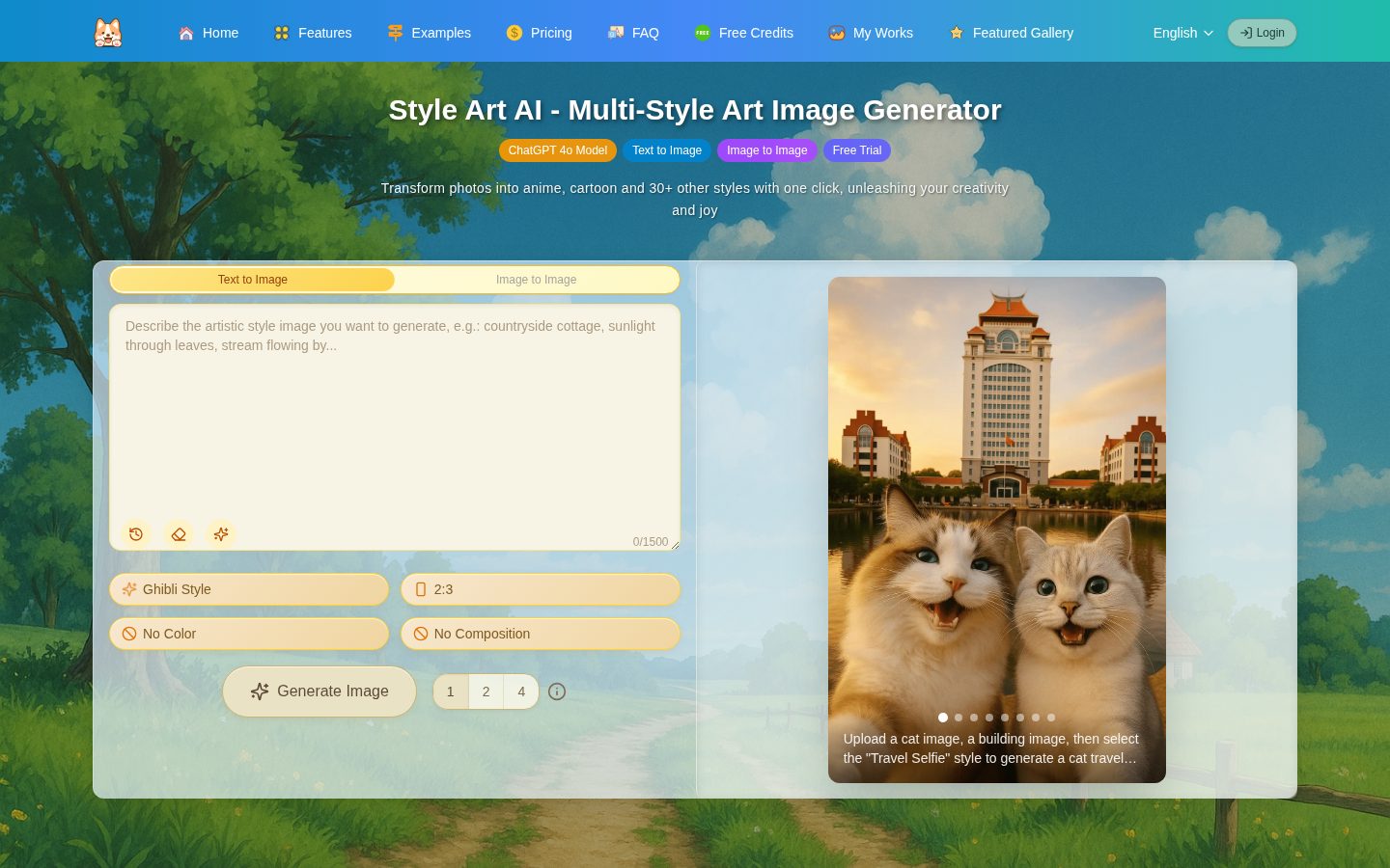 Style Art AI Homepage