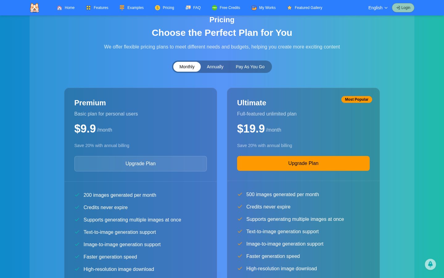 Style Art AI Pricing