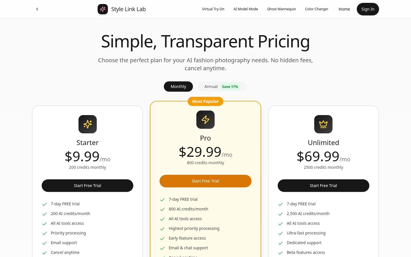 Style Link Lab Pricing