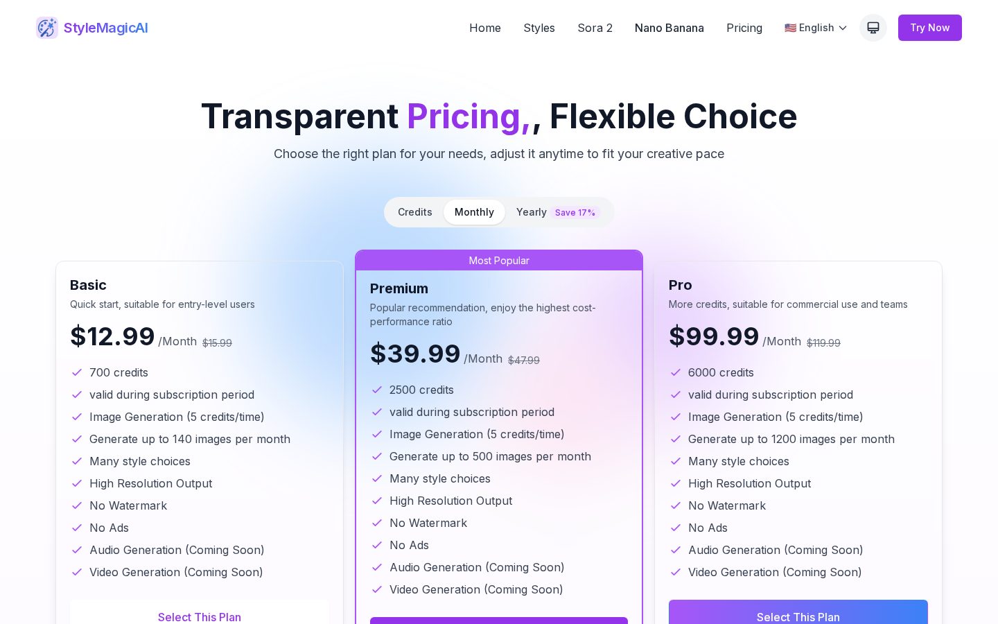 StyleMagicAI Pricing