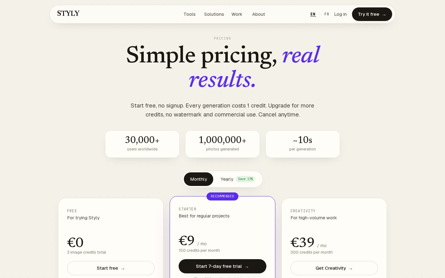 Styly Pricing