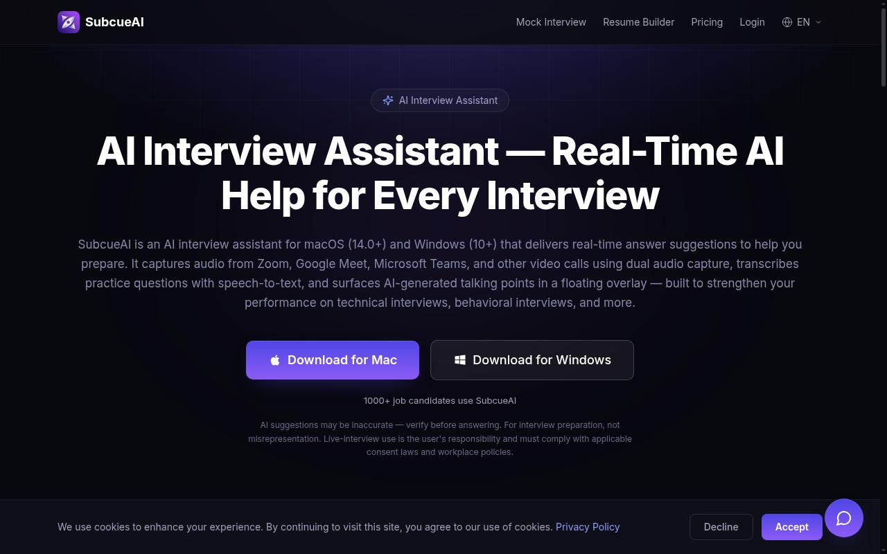 SubcueAI Homepage