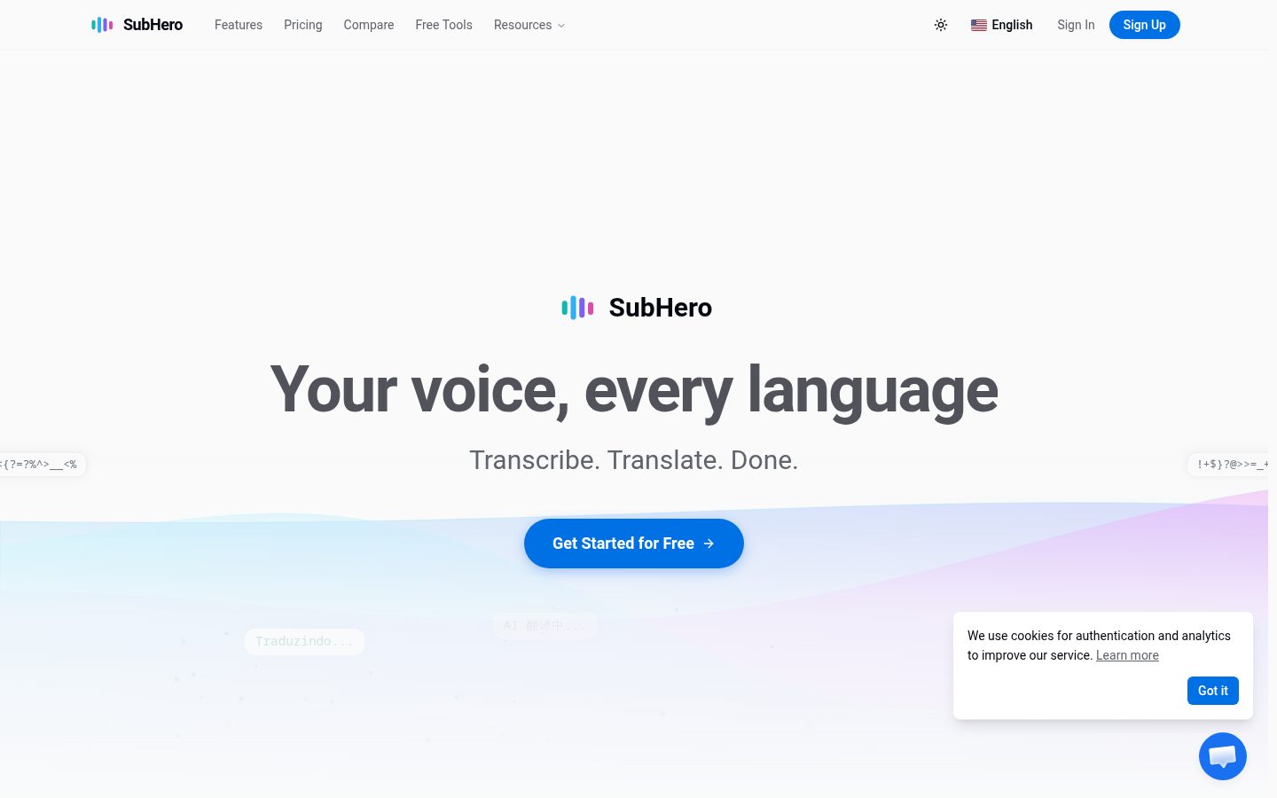 SubHero Homepage