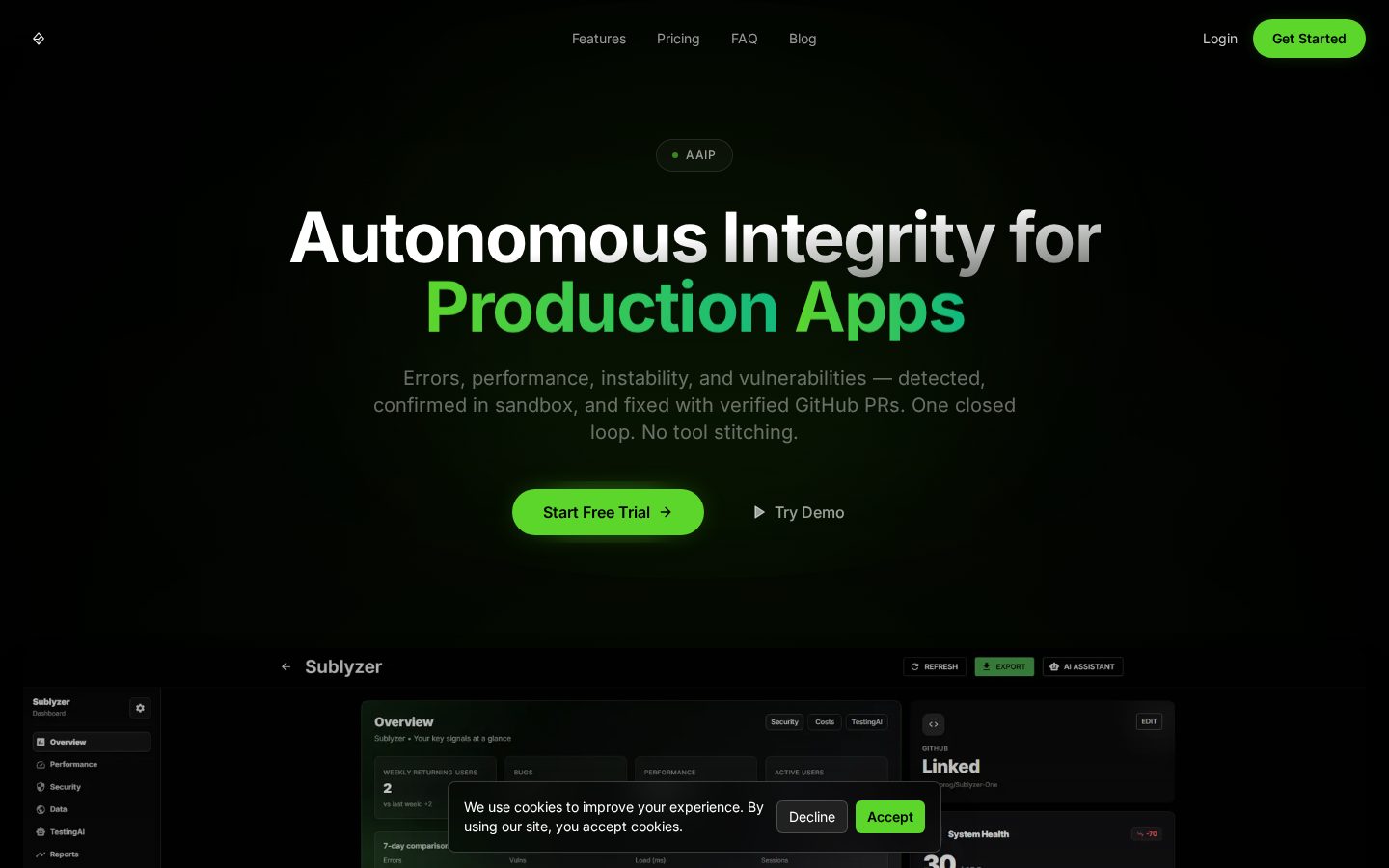 Sublyzer One Homepage