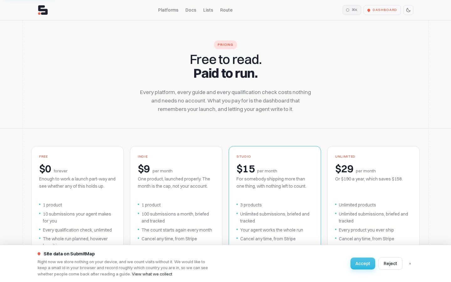 SubmitMap Pricing