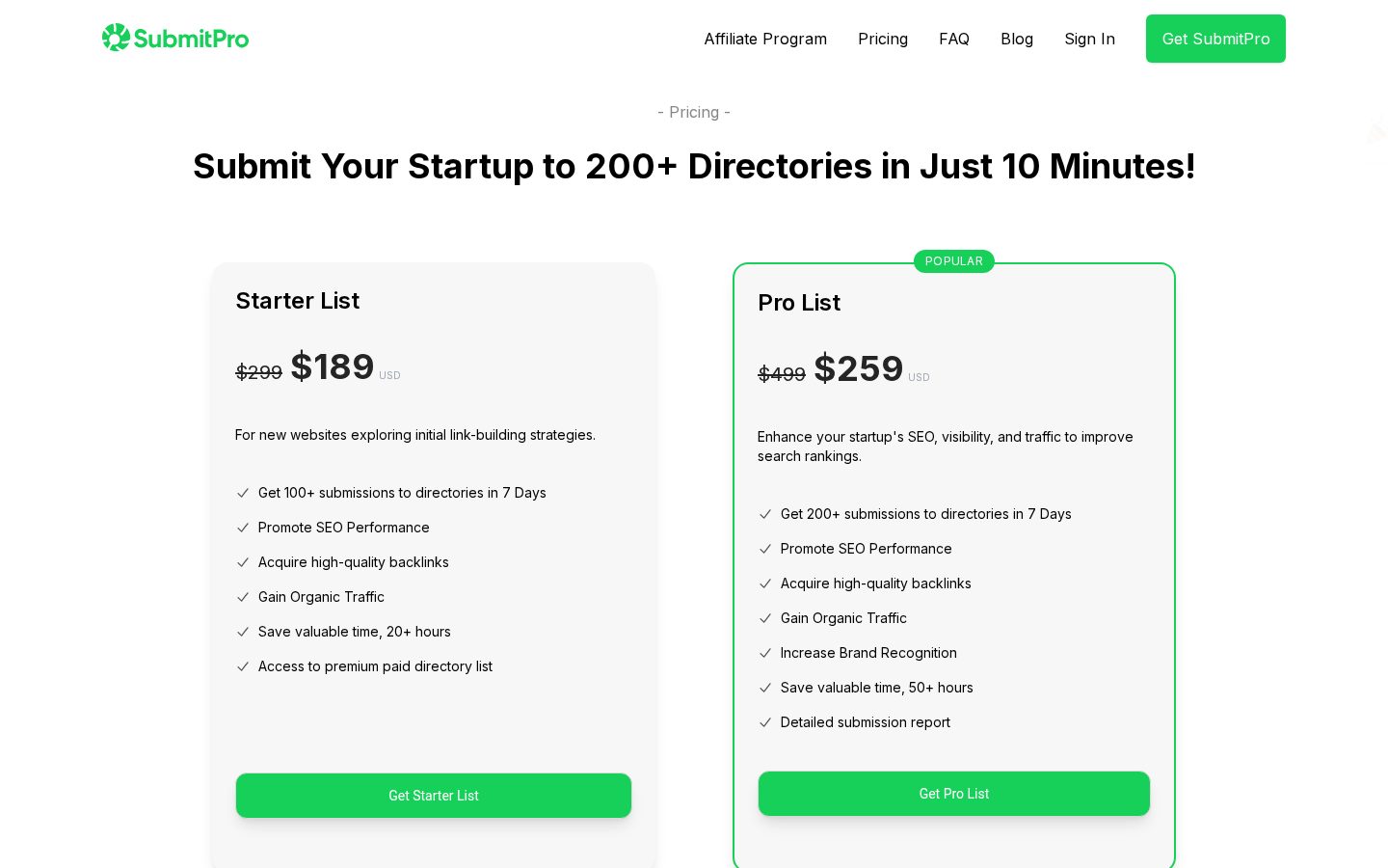 SubmitPro Pricing