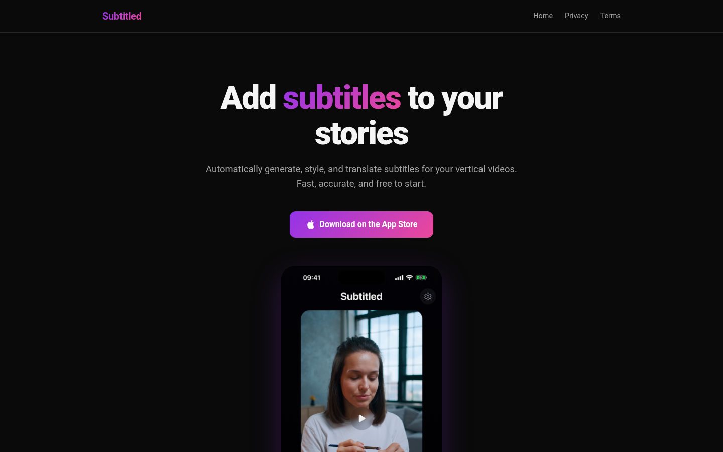 Subtitled Homepage
