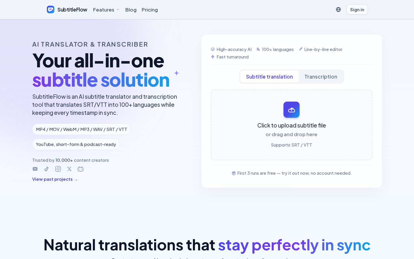 SubtitleFlow Homepage