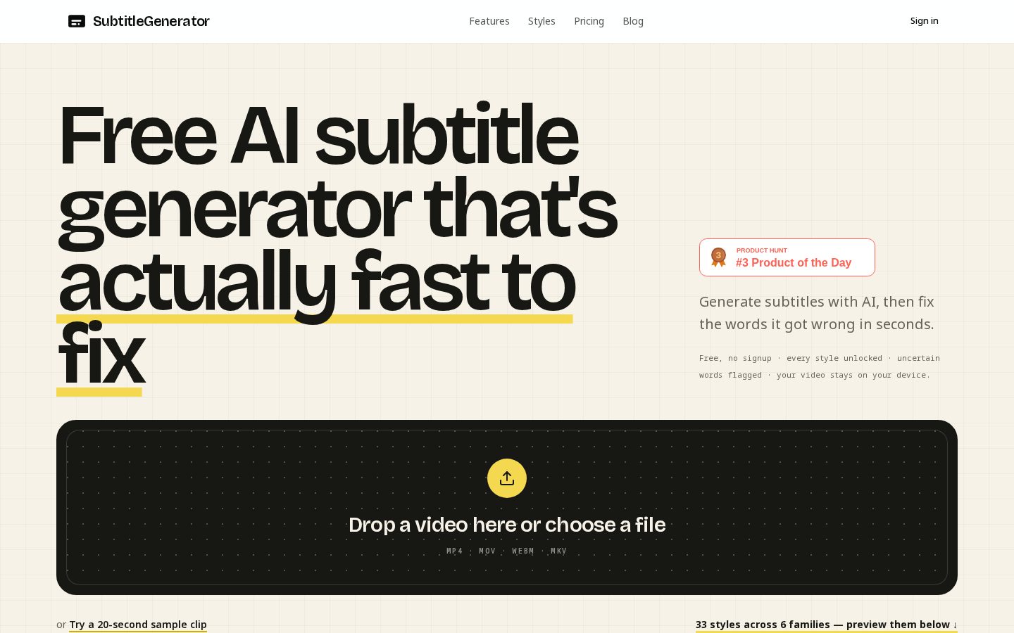 SubtitleGenerator Homepage