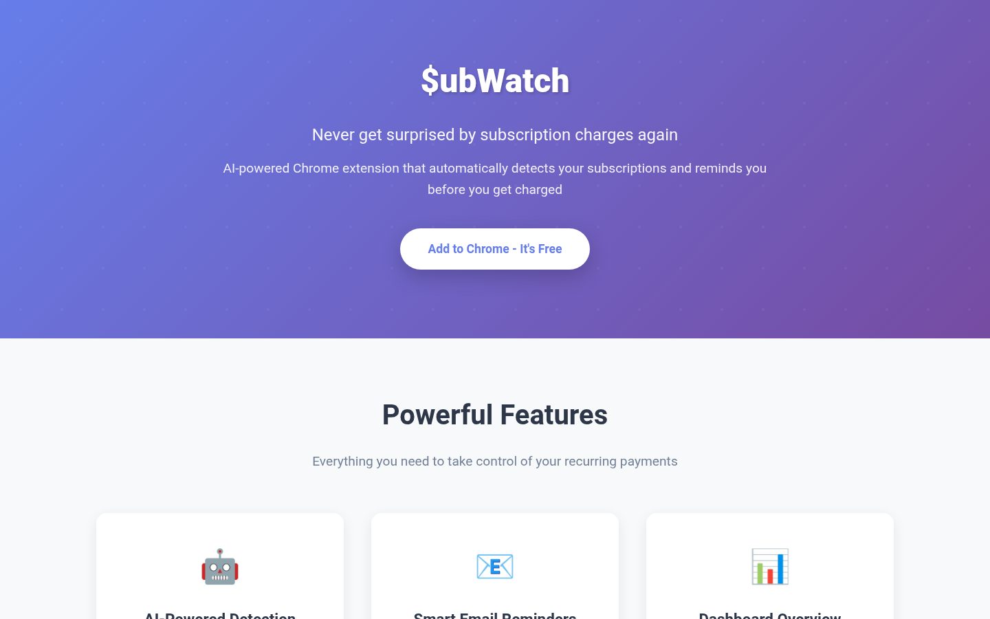 SubWatch Homepage