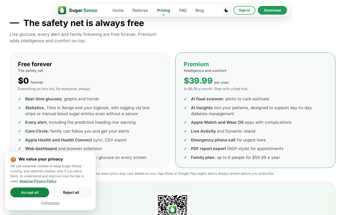 Sugar Sense Pricing