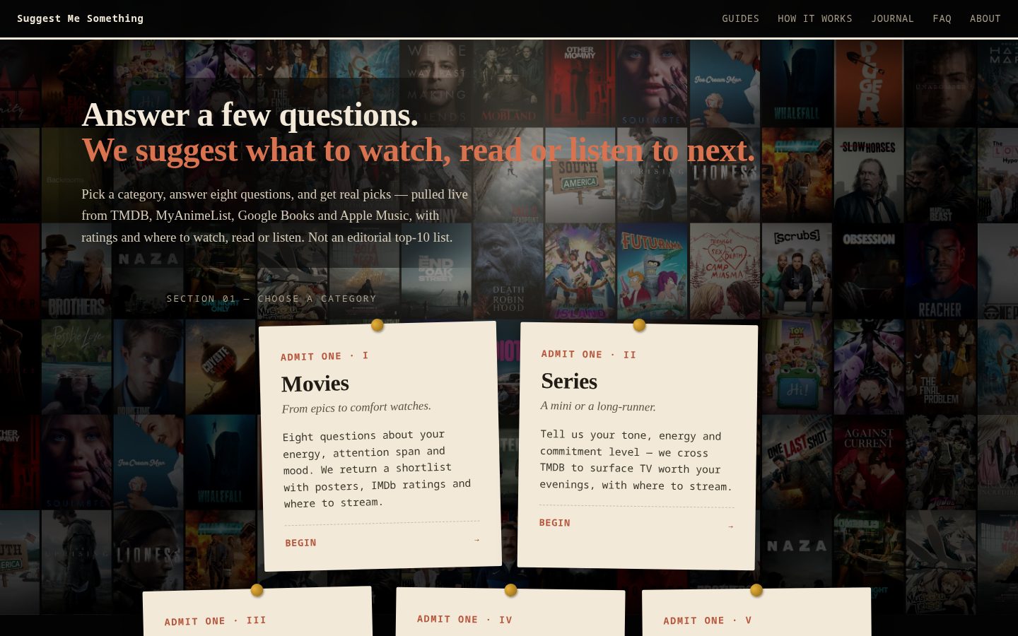 Suggest Me Something Homepage