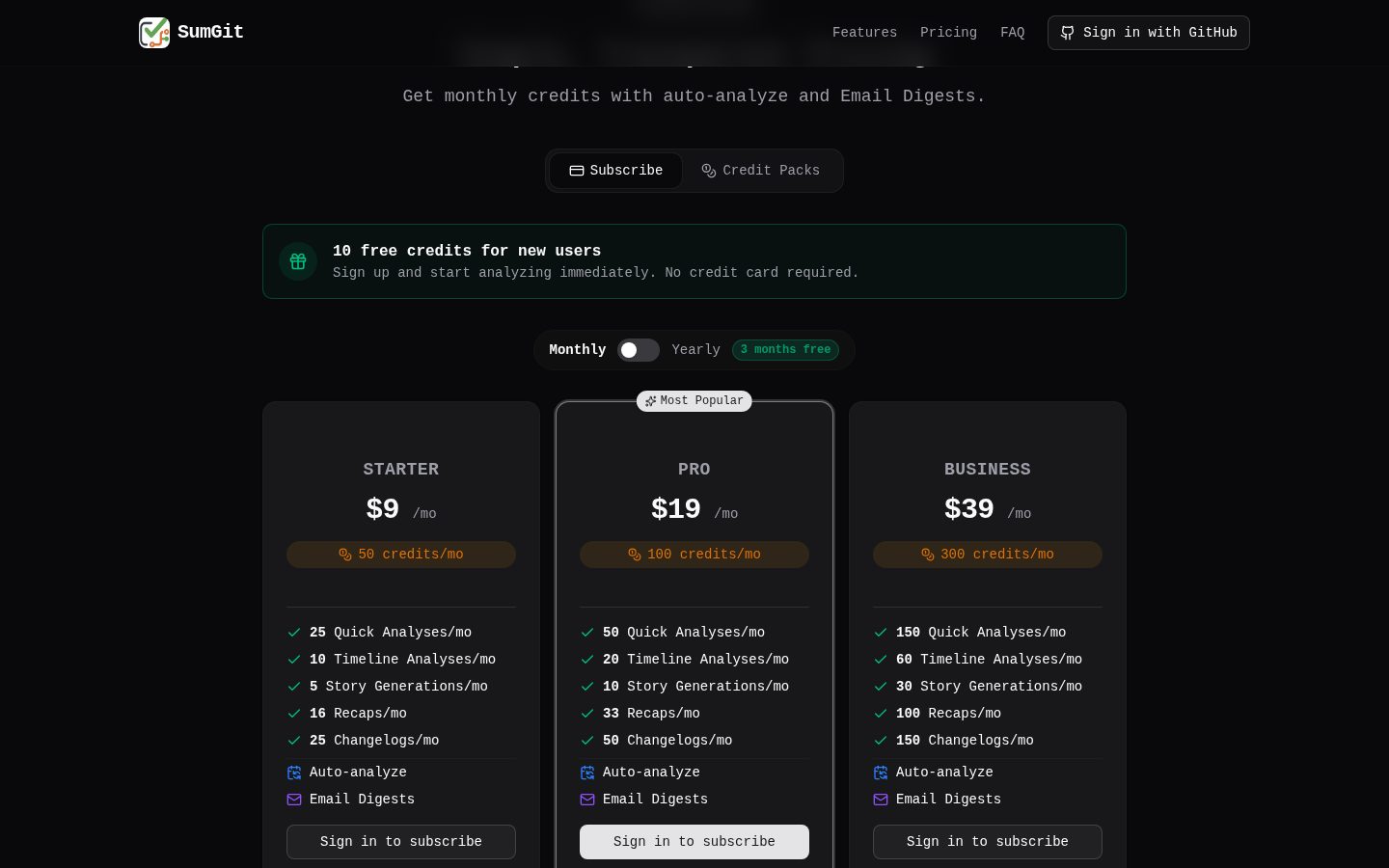 SumGit Pricing