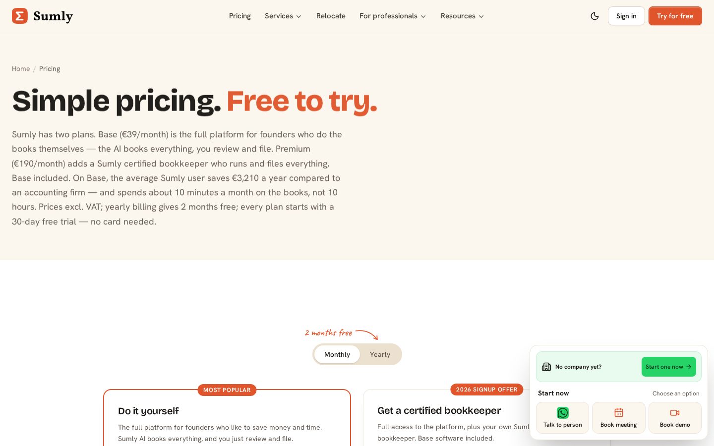 Sumly.cy Pricing