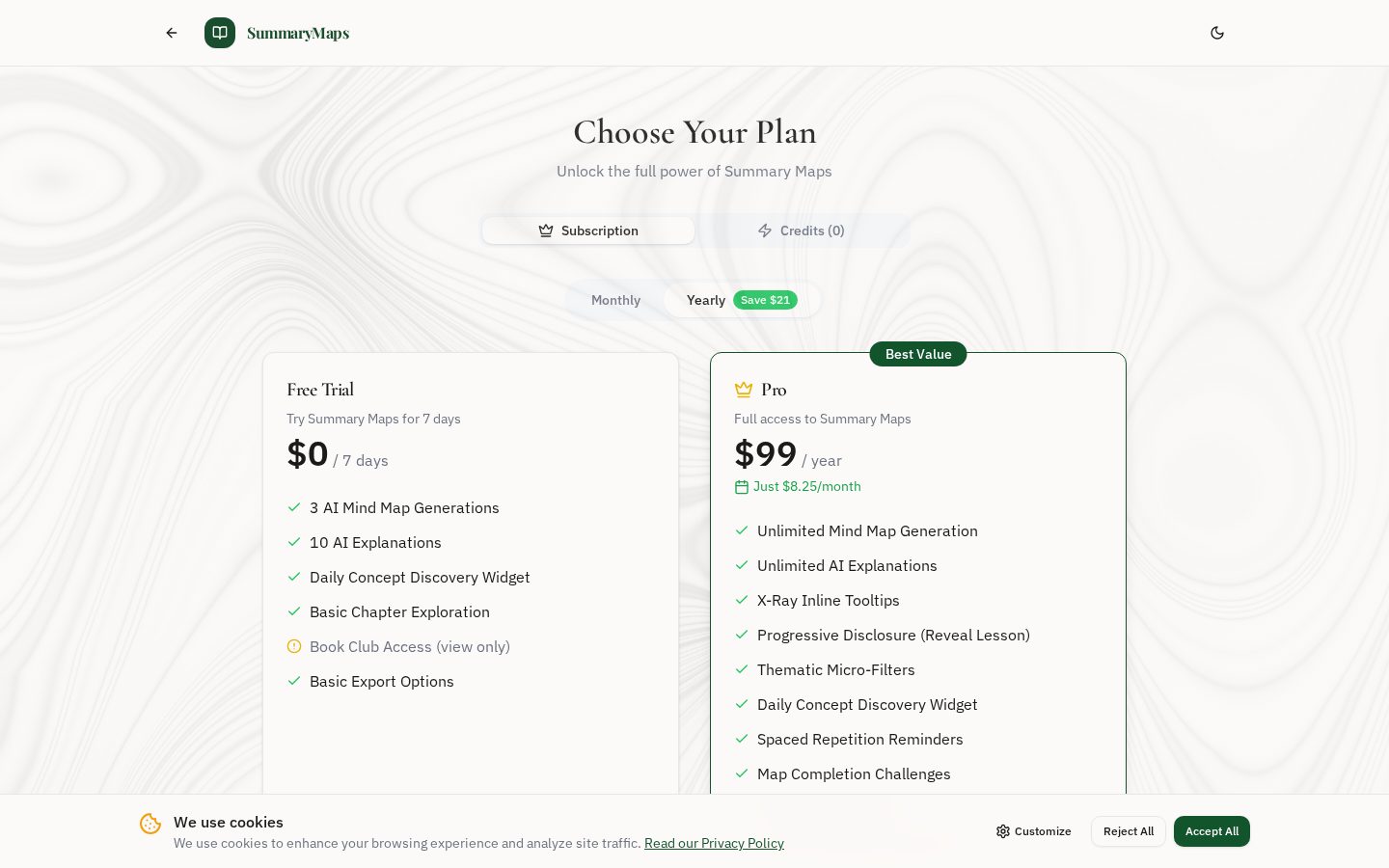 Summary Maps Pricing